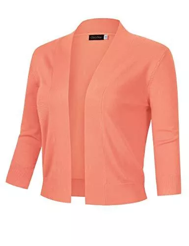 GloryStar Strickjacken GloryStar Damen 3/4 Ärmel Cropped Cardigan Pullover Open Front Knit Short Bolero Shrugs