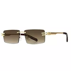 SHEEN KELLY Sonnenbrillen & Zubehör SHEEN KELLY Retro randlose Sonnenbrille für Männer Frauen Rechteck Ultra-Small Frame Sonnenbrille Durchsichtige Brille