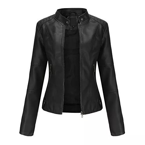 YYNUDA Jacken YYNUDA Lederjacke Damen Kurz Jacke Übergangsjacke aus Kunstleder mit Reißverschluss für Herbst