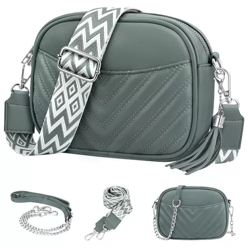 JUYANO Taschen & Rucksäcke JUYANO Crossbody Bag Damen Leder, Kleine Umhängetasche mit Breitem Gurt, Stylisch Handtasche Umhängetasche Damen mit Kartenschlitz Abnehmbar Schultergurt