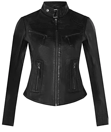 Infinity Leather Jacken Infinity Leather Damenjacke 100% Echtleder Slim Fit Klassischer Ausschnitt