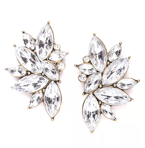 Happiness Boutique Schmuck Happiness Boutique Damen Statement Ohrringe Silber Strasssteine | Große Ohrstecker Modeschmuck nickelfrei