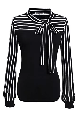 Zeagoo Langarmblusen Zeagoo Damen Schluppenbluse Gestreiftes Shirt Blusen Langarmshirt Obertail Frühling Herbst Hemd