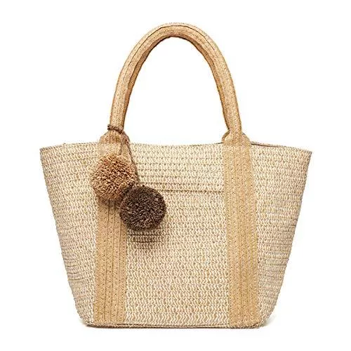 JOSEKO Taschen & Rucksäcke JOSEKO Sommer Strandtasche, Damen Papier Stroh Handtasche Sommer Korbtasche Basttasche Strand Umhängetasche Schultertasche Einkaufstasche für Reise Täglicher Gebrauch