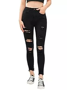 SweatyRocks Jeans SweatyRocks Damen-Jeans mit hoher Taille, Stretch und Rissen, Distressed-Jeans