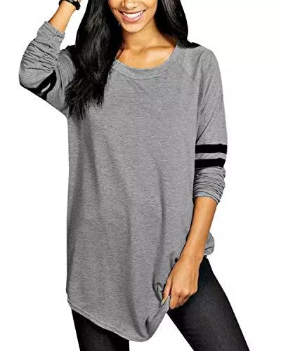 VONDA Langarmshirts VONDA Langarmshirt Damen Oberteile Baseball Longshirt Casual Lose Farbblock Pullover Blusen Tuniken Shirt