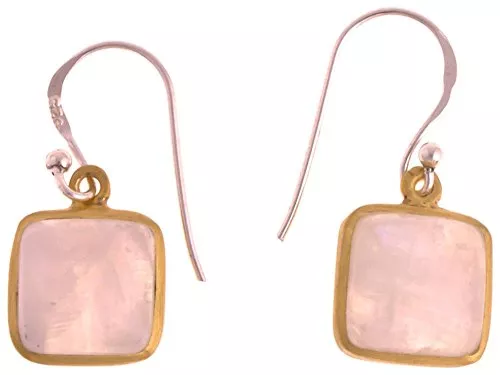 CHICNET Schmuck Chic-Net Silberohrringe vergoldet eckig Stein Mondstein weiß Ohrringe 925 Sterling Silber