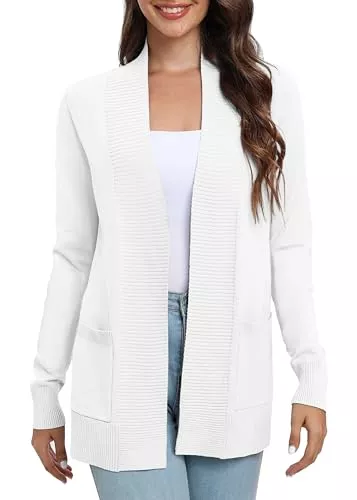 EXCHIC Strickjacken EXCHIC Damen Lange Ärmel Gestrickt Strickjacke Leicht Gemütlich Offene Vorderseite Lange Freizeitjacke mit Taschen