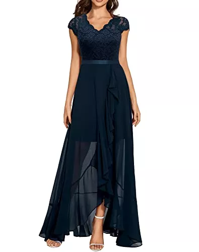 Daisyaner Abendkleider Daisyaner Damen Elegant Maxi Lang Abendkleid V-Ausschnitt Hochzeit Brautjungfernkleider