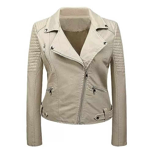 Générique Jacken Générique Damen Jacke Lang Regen Damen mit Kapuze Motorradjacke Lederjacke mit Anzugtaschen aus Leder einfarbig für Damen Jacke Kunstleder teuer