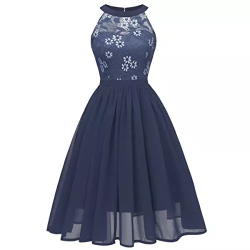 Odizli Abendkleider Abendkleider Elegant für Hochzeit Damen Neckholder Swing Spitzen Chiffon Cocktailkleid