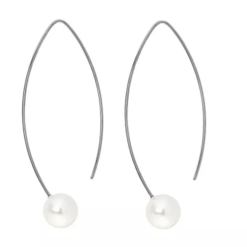 heideman ars gratia artis Schmuck Heideman Ohrringe Damen Auris aus Edelstahl silber farbend matt Ohrstecker hängend für Frauen Perle weiss rund 10mm