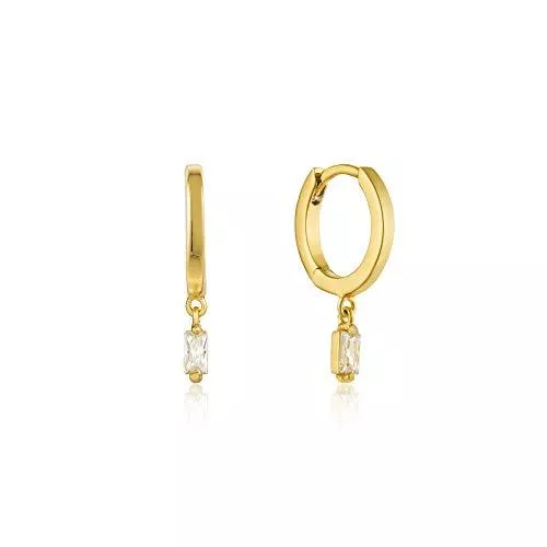 ANIA HAIE Schmuck Ania Haie Damen-Creolen Glow Huggi Hoops 925er Silber Zirkonia One Size Gold 32014131