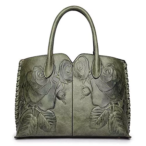 Coolives Taschen & Rucksäcke Coolives Damen Henkeltasche Klassische Blume Geprägt Handtasche mit Schulterriemen Schultertasche Umhängetasche Tasche EINWEG
