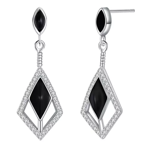 J.MUEN Schmuck J.MUEN Damen Ohrringe Silber 925 Geometrisches Ohrringe Hängend,für Hypoallergen Mädchen Schmuck