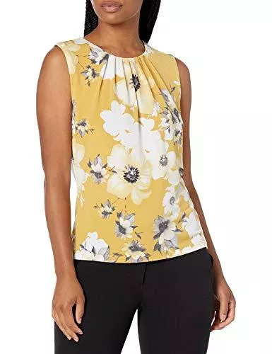 Calvin Klein Ärmellose Blusen Calvin Klein Damen Pleat Neck Cami Anzugjacke, Business-Stil