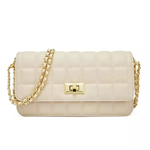 LAORENTOU Taschen & Rucksäcke LAORENTOU Rindsleder Umhängetasche für Frauen Leder gesteppte Geldbörsen Crossbody Handtasche mit Kettenriemen für Lady Classy Look Tasche