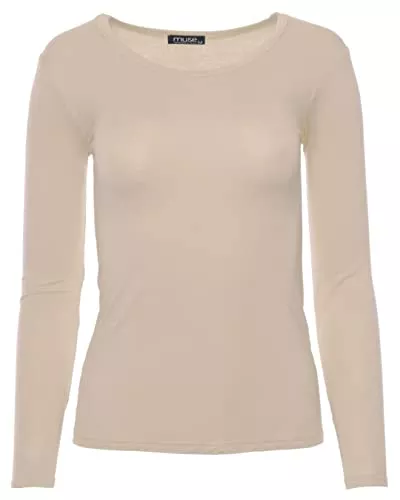 Easy Young Fashion Langarmshirts Basic Rundhals Langarmshirt Skinny Fit