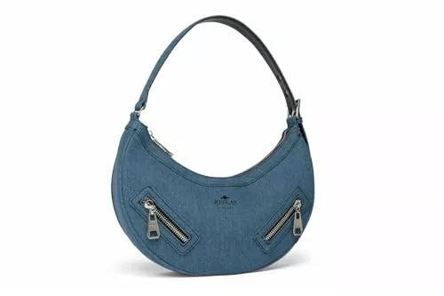 Replay Taschen & Rucksäcke Replay Damen Handtasche aus Baumwolle, Blau (Blue Denim_ 493), Onesize