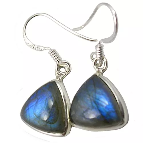 Unique Gems Schmuck Damen Ohrhänger Silber 925 Sterlingsilber Blue Fire Labradorit 12.2 Karat Silberohrringe Art Déco