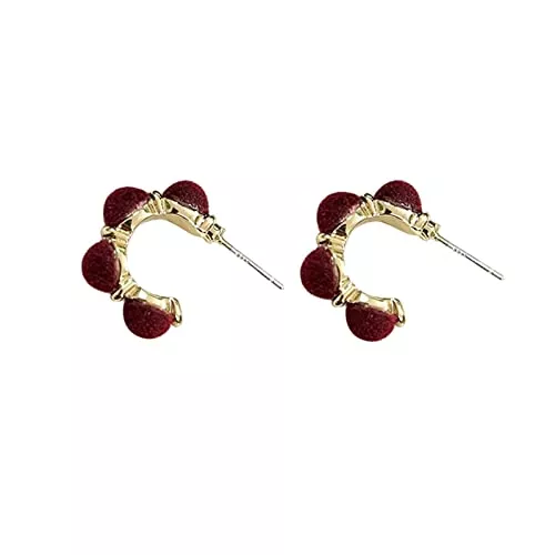 AISHFP Schmuck AISHFP Ohrringe Mädchen Frauen, Damen-Ohrringe, weinrote Kugel-Ohrstecker, feminine Herbst- und Winter-Ohrringe für den Urlaub