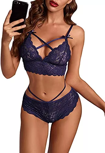 Donnalla Unterwäsche & Dessous Donnalla Damen Dessous-Set Spitze zweiteilig Unterwäsche Sexy BH und Panty Set