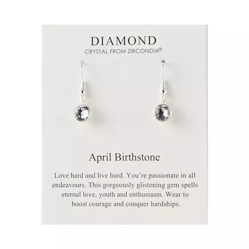 Philip Jones Schmuck April Geburtsstein-Tropfenohrringe mit Diamant-Zircondia®-Kristallen