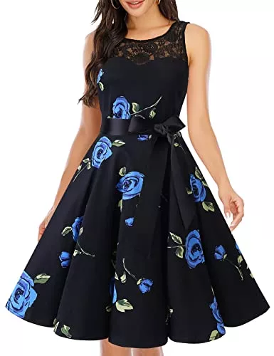 Bbonlinedress Cocktail Bbonlinedress 1950er Ärmellos Vintage Retro Spitzenkleid Rundhals Abendkleid