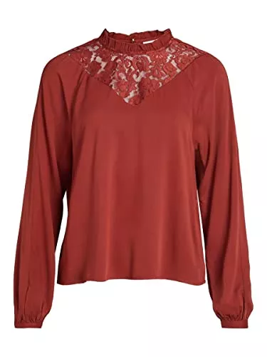 Vila Langarmblusen Vila Damen Visuvita L/S Lace Top/Su-Noos Bluse