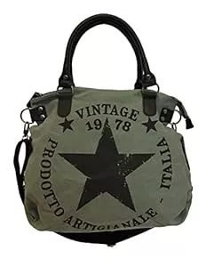 JameStyle26 Taschen & Rucksäcke Star Bag Vintage Stern Damen Stamp Tasche Fashion Shopper Henkeltasche Canvas Stoff