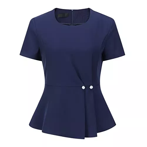 YYNUDA Kurzarmblusen YYNUDA Blazer Damen Kurzarm Elegant Sakko Rundhals Tailliert Lässig Anzug Schößchen Sommer