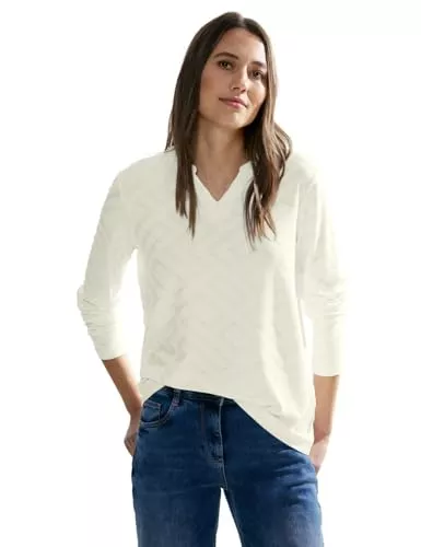 Cecil Langarmblusen Cecil Damen Jacquard Langarmshirt