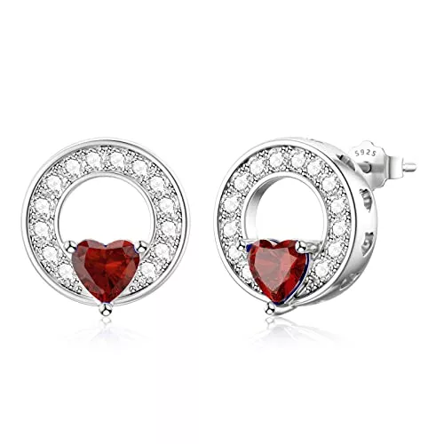 SEVENWELL Schmuck SEVENWELL 925 Sterling Silber Herz Kristall Ohrstecker für Damen mit Geschenkbox