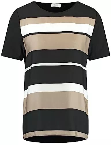 Gerry Weber T-Shirts Gerry Weber Damen Schickes Blusenshirt aus Material-Patch Kurzarm unifarben, gestreift