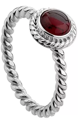 Nenalina Schmuck Nenalina Damen Ring Silberring besetzt mit 6 mm rotem Granat Edelstein, handgearbeitet aus 925 Sterling Silber, 212999-001
