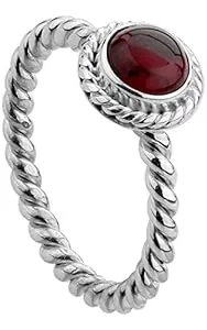 Nenalina Schmuck Nenalina Damen Ring Silberring besetzt mit 6 mm rotem Granat Edelstein, handgearbeitet aus 925 Sterling Silber, 212999-001