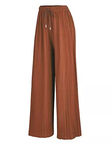 Lock and Love Hosen Lock and Love Women's Ankle/Maxi Pleated Wide Leg Palazzo Pants with Drawstring/Elastic Band