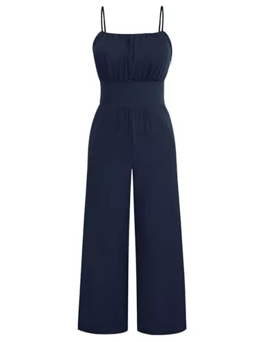Belle Poque Jumpsuits Belle Poque Damen Jumpsuit Ärmellos Hosenanzug Spaghetti Träger Hosenanzug mit Taschen Party Urlaub