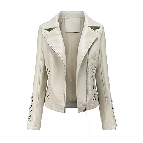 callmo Jacken callmo Lederjacke Damen Lang Damen Kunstleder Jacke Herbst Kollektion weiche Damen Kunstlederjacke schwarz vernietet Reißverschluss Moto Streetwear Damen Lederjacke Kurz Bikerjacke Stehkragen
