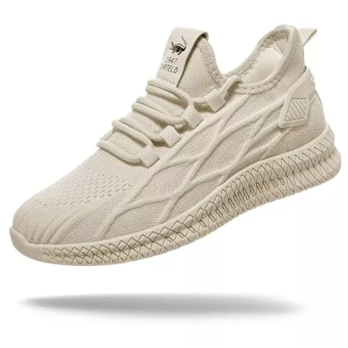 LINGDU Sneaker & Sportschuhe LINGDU Sneaker Sportschuhe Damen Herren Laufschuhe Turnschuhe Schwarz Beige Weiß