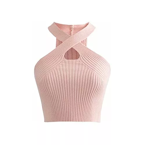 KOEMCY Tops KOEMCY Crop Tops Damen Crop Tank Tops Ärmellose Top Bauchfreie Crop Tops Knitted Tops Sexy Camisole Tank Top Casual Unterhemd