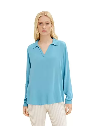 TOM TAILOR Denim Langarmblusen TOM TAILOR Denim Damen Bluse mit V-Ausschnitt