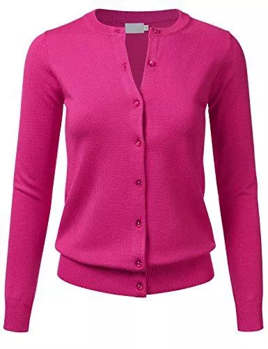FLORIA Strickjacken FLORIA Damen Strickjacke mit Schmuckstein, Rundhalsausschnitt, langärmelig, weich gestrickt, Pullover (S-3XL)