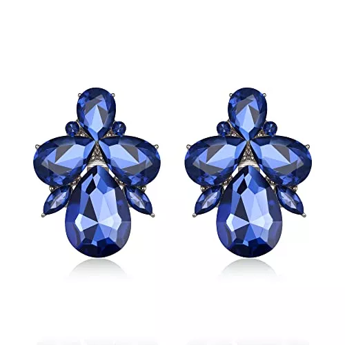 EVER FAITH Schmuck EVER FAITH Strass Kristall Art Deco Ohrstecker Bankett Prom funkelnde Tropfen Marquise Ohrringe für Damen Saphir