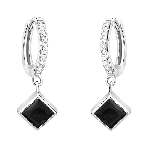 Sofia Milani Schmuck SOFIA MILANI - Damen Ohrringe 925 Silber - mit Zirkonia Steinen - Schwarzer Zirkonia Creole