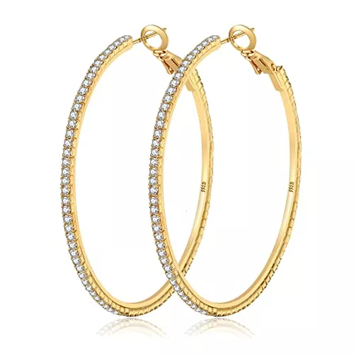 MOROTOLE Schmuck MOROTOLE 14K Gold Strass Ohrringe Mode Dünn Groß Reifen Ohrringe Hypoallergen Gold Reifen Ohrringe Frauen Mädchen Schmuck Geschenke 20/30/40/50/60/70mm Gold Reifen Ohrringe