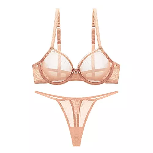 varsmiss Unterwäsche & Dessous varsmiss Damen Sexy Dessous Set Sehen Sie durch BH und Tanga Mini Transparent Mesh G-String