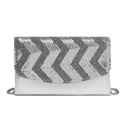 Miss Lulu Taschen & Rucksäcke Miss Lulu Clutches Damen Kleine Kettentasche Damen Brieftaschen Umhängetasche Clutches Schultertasche Party Pailletten Synthetische