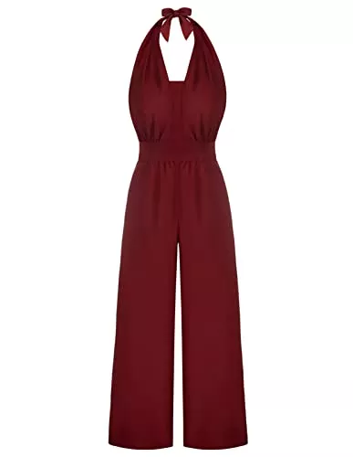 Belle Poque Jumpsuits Belle Poque Damen Neckholder Jumpsuit Ärmellos V-Ausschnitt Hosenanzug Sommer Hosenanzug Party Strand