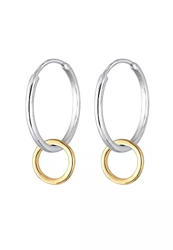 Elli Schmuck Elli Ohrringe Damen Kreis Geo Look Bi-Color in 925 Sterling Silber